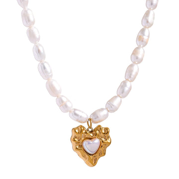 Heart Pearl 18K Gold Plated Necklace - Golda-Jewelry