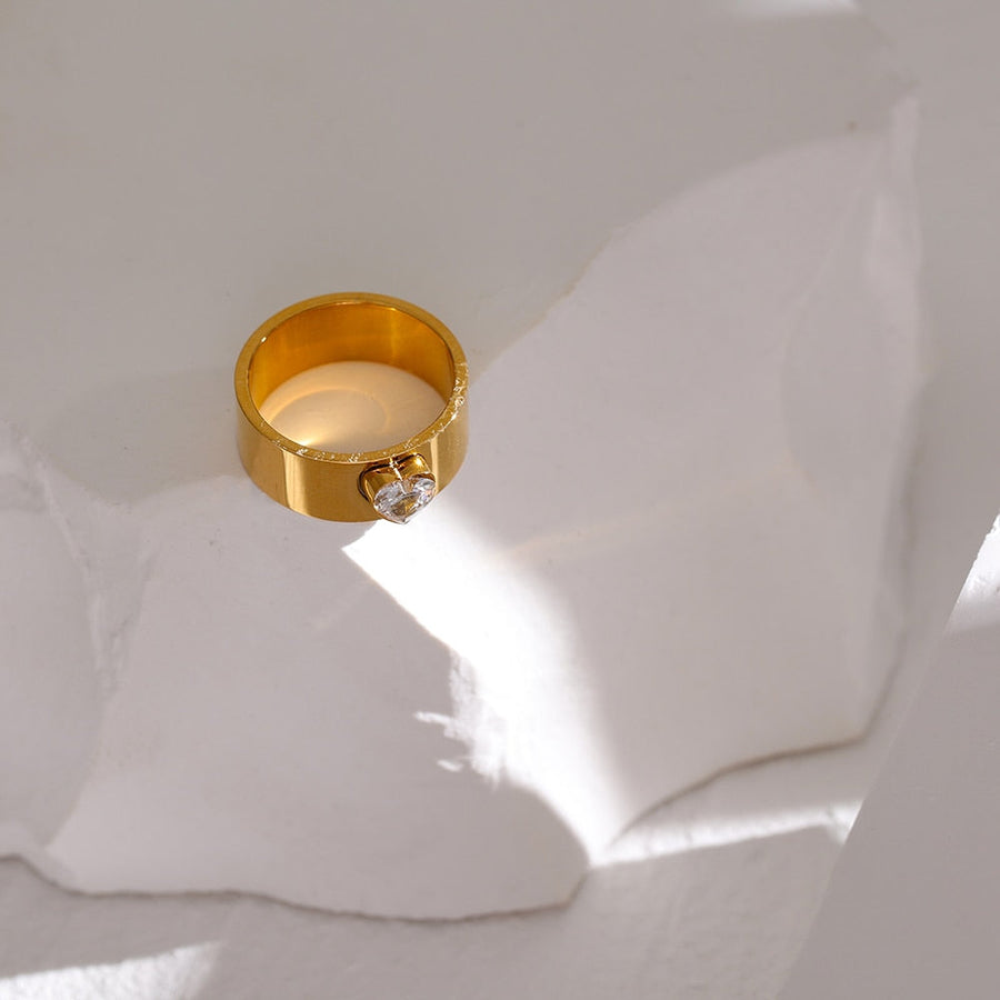 Heart Zirconia 18k Gold Plated Ring - Golda-Jewelry