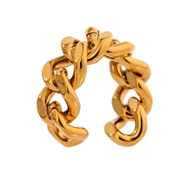 Chain Opening 18K Gold Plated Ring - Golda-Jewelry