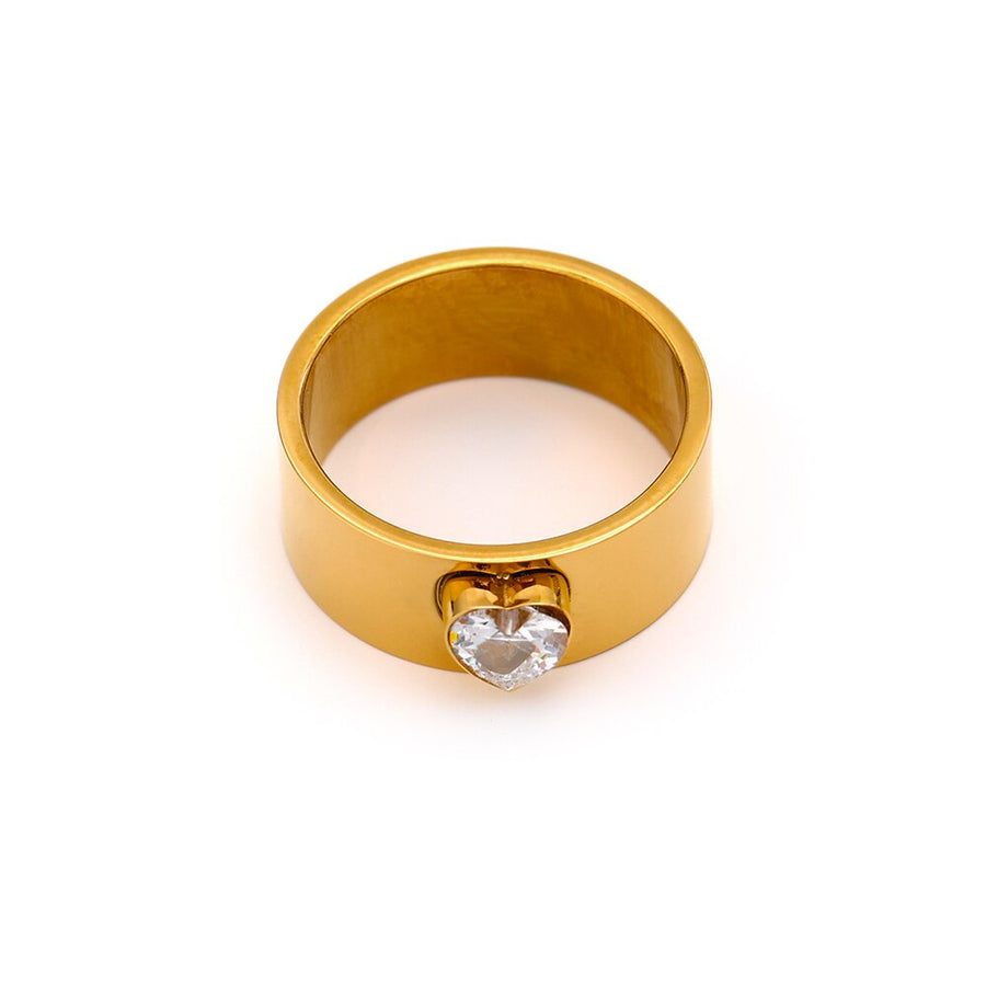 Heart Zirconia 18k Gold Plated Ring - Golda-Jewelry