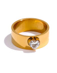 Heart Zirconia 18k Gold Plated Ring - Golda-Jewelry