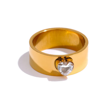 Heart Zirconia 18k Gold Plated Ring - Golda-Jewelry