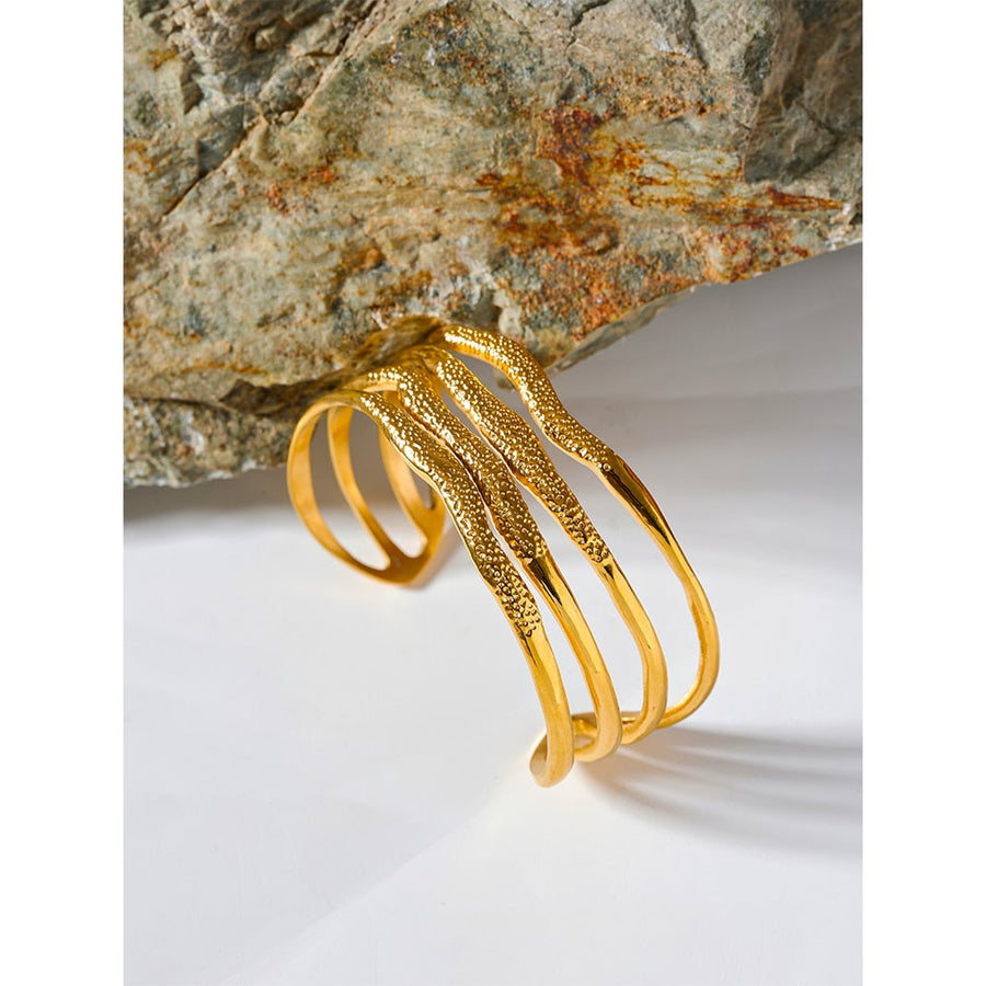 Layered Geometric Bangle 18k Gold Plated Bracelet - Golda-Jewelry