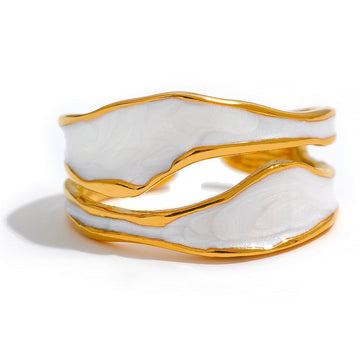 Enamel Irregular 18k Gold Plated Ring - Golda-Jewelry