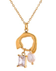 Cubic Zircon & Natural Pearl 18K Gold Plated Necklace - Golda-Jewelry