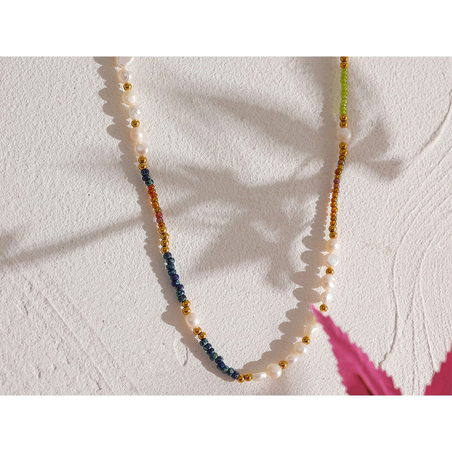 Natural Freshwater Pearls Measly Bead Necklace - Golda-Jewelry