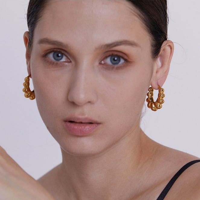 Texture 18K Gold Plated Earrings - Golda-Jewelry