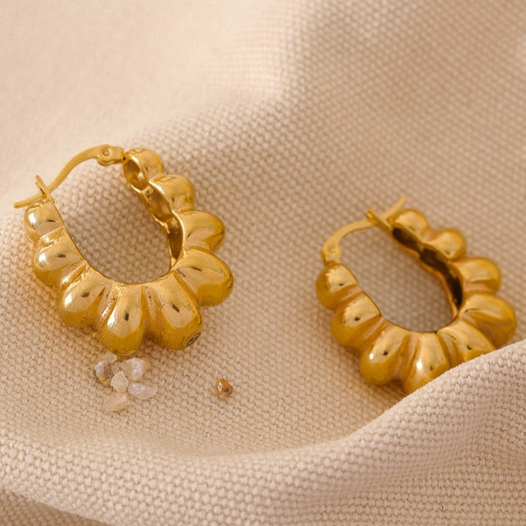 Texture 18K Gold Plated Earrings - Golda-Jewelry