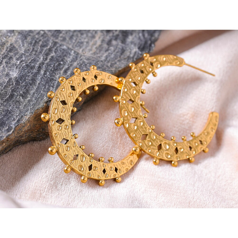 Vintage France 18k Gold Plated Moon Earrings - Golda-Jewelry