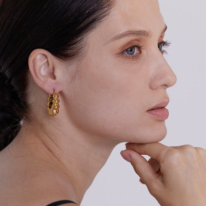 Texture 18K Gold Plated Earrings - Golda-Jewelry