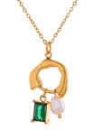 Cubic Zircon & Natural Pearl 18K Gold Plated Necklace - Golda-Jewelry