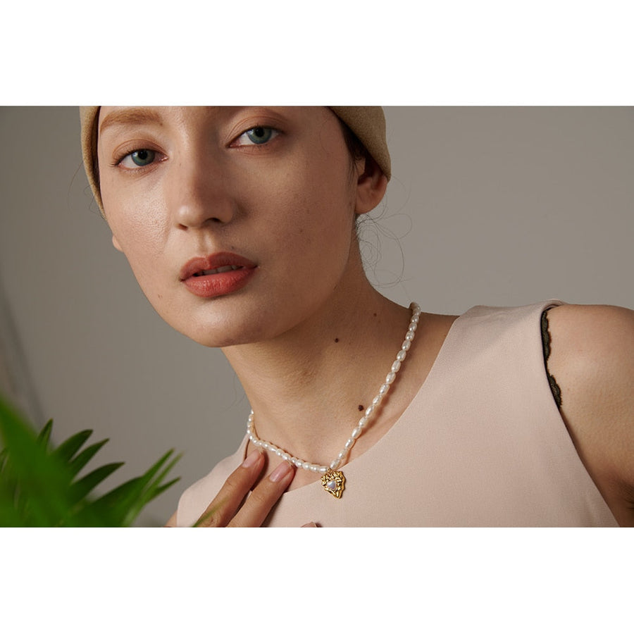 Heart Pearl 18K Gold Plated Necklace - Golda-Jewelry