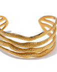 Layered Geometric Bangle 18k Gold Plated Bracelet - Golda-Jewelry