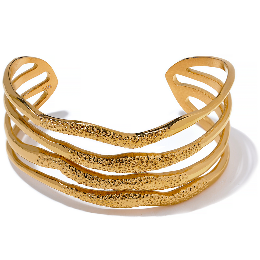 Layered Geometric Bangle 18k Gold Plated Bracelet - Golda-Jewelry