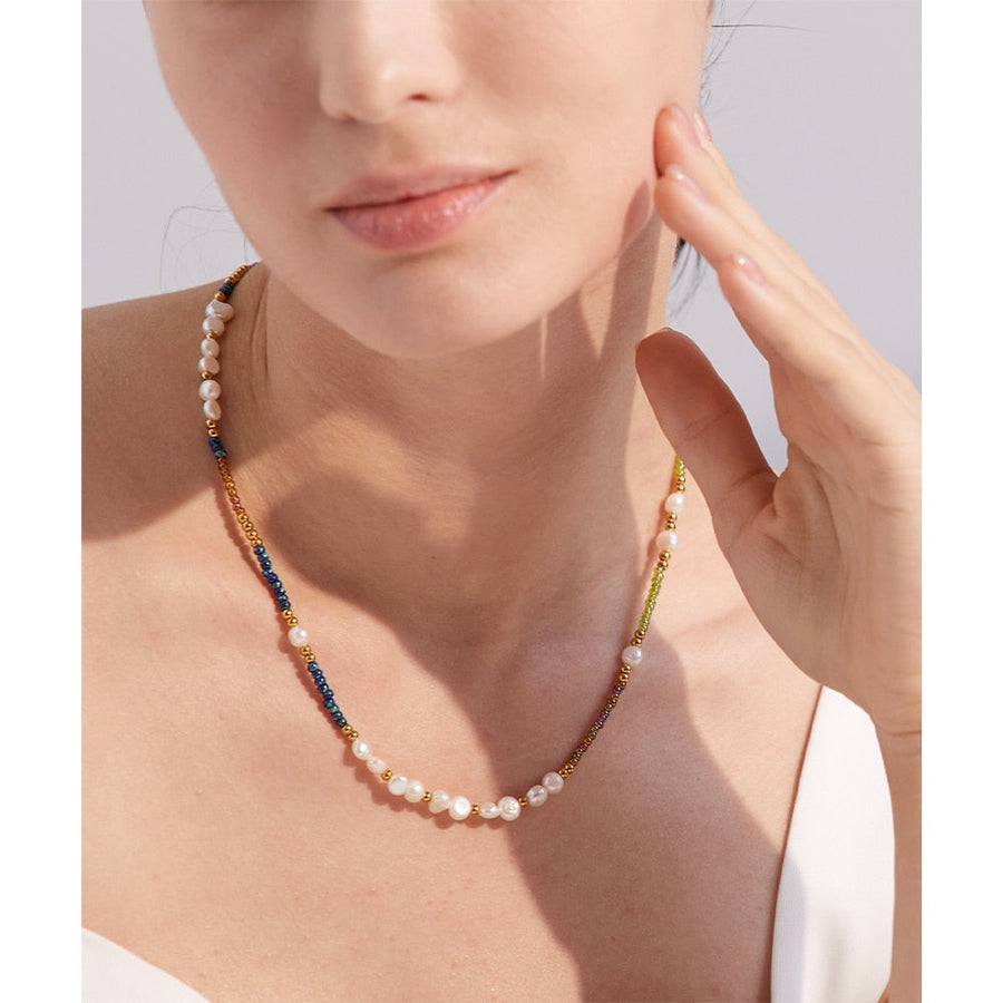 Natural Freshwater Pearls Measly Bead Necklace - Golda-Jewelry