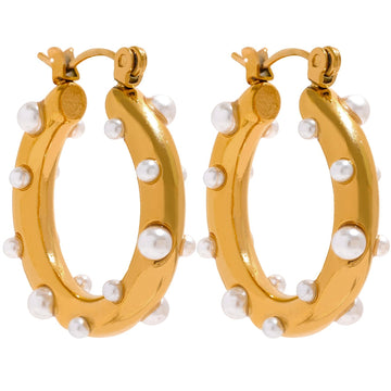 Pearls Imitation 18k Gold Plated Earrings - Golda-Jewelry