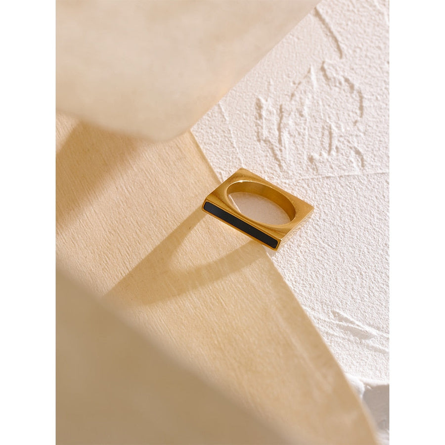 Geometric Square 18K Gold Plated Ring - Golda-Jewelry