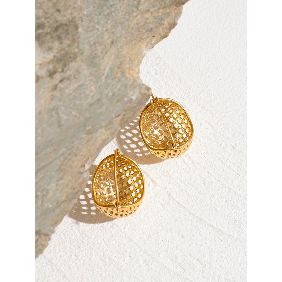 Texture 18k Gold Plated Earrings - Golda-Jewelry