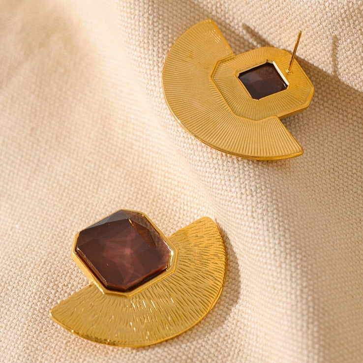 Vintage Geometric 18k Gold Plated Earrings - Golda-Jewelry