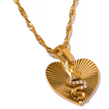 Heart Snake 18K Gold Plated Necklace - Golda-Jewelry