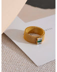 Wide Zirconia 18k Gold Plated Ring - Golda-Jewelry